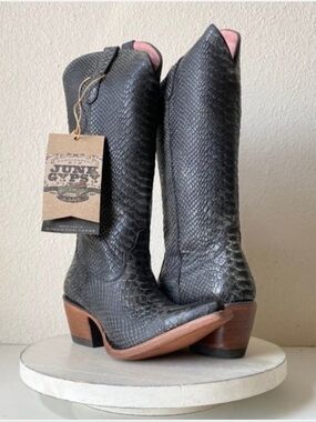 Junk Gypsy Black Embossed Leather Western Boots